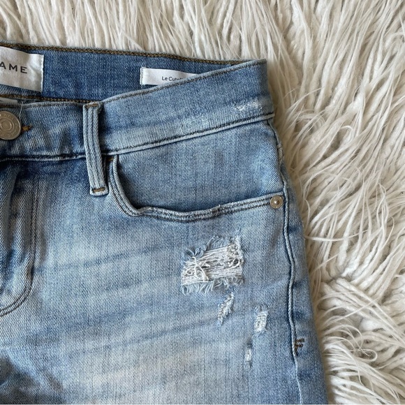FRAME Denim Le Cut Off Alemany Grind Blue Distressed Shorts W7183 EUC Size 26 - Picture 6 of 11